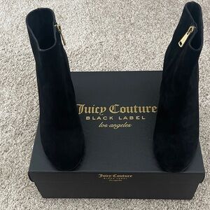 Juicy Couture Black Label Suede Boots with Gold Zipper